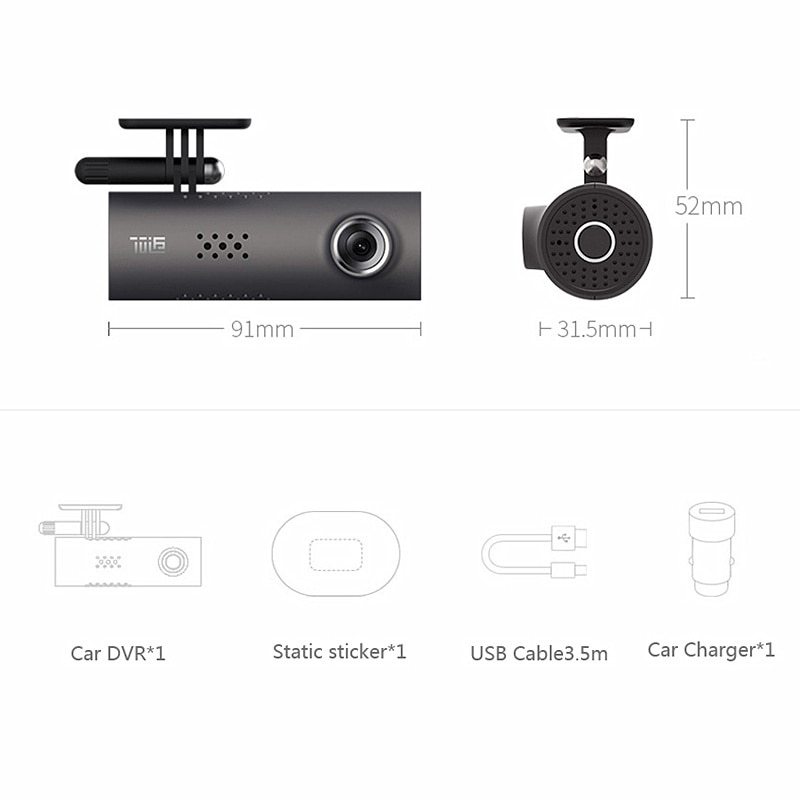 Full HD Wireless Dashcam with Smart Voice Control, Automatic Collision Detection & 130° Wide Angle
