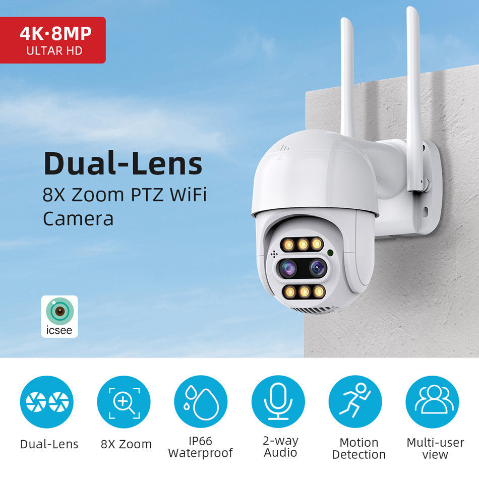 High-Resolution 8x Zoom Surveillance Camera